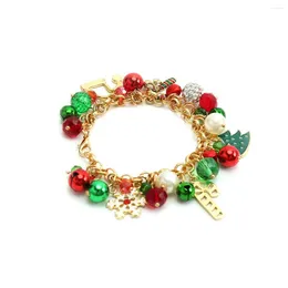 Strand Christmas Pearls Bells Balls Crystal Beads Bracelets For Women Fashion Zircon Charms Lobster Clasp Party Jewellery Gifts