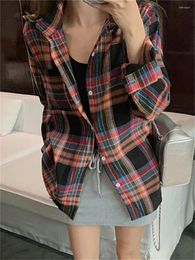 Women's Blouses Alien Kitty Gentle Shirts Women Plaid Classic Autumn Full Sleeve 2023 Sweet Camping Chic Slim All Match Streetwear Loose