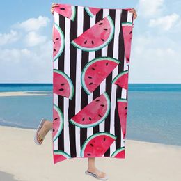 Wholesale Big Rectangle Beach Towel Tropical Watermelon Print Summer Microfiber Super Absorbent Quick spin-dry with Fine and Delicate Terry 250gsm