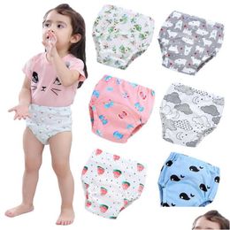 Cloth Diapers 4Pcs/Lot Baby Reusable Cotton Panties Born Training Pants Infant Learning Shorts Boy Girl Washable Nappies H0830 Drop Dhjmf