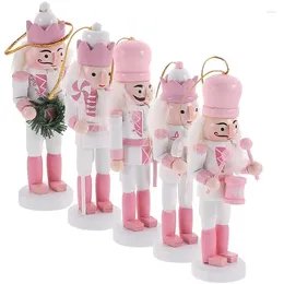 Decorative Figurines 5Pcs Christmas Decorations Desktop Nutcracker Xmas Table Ornament Household Hanging Wood Nutcrackers Craft Walnuts