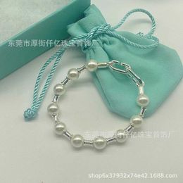 Designer High quality TFF s925 Sterling Silver Pearl Bracelet Hard Wear Fashion Simple Womens