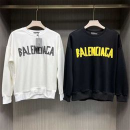 Balencaigaa 2023 Paris b Family New Foam Printed Sweater Couple Round Neck Pullover with Mesh Red Same Letter
