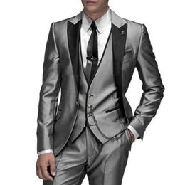 Men's Suits Blazers Italian Tuxedo Design for Men's Wedding Dress JacketTrousersTank Top Elgant Terno Men's Dress Set Groom Tuxedo 230406