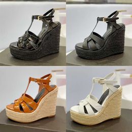 Summer Designer Platform Sandal High Heel Shoes Women Cassandra Wedge Espadrille Sexy Ladies High Heels Ankle EU35-41 With Box NO325