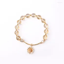 Charm Bracelets Yellow Crystal Sunflower Pendant With Matching Bracelet Perfect Gift For Her