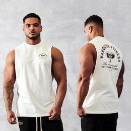 Men's Tank Tops Jogger Vest Summer Sports Fitness Cotton Round Neck Sleeveless T-Shirt Gym Running Training Bodybuilding Top