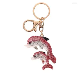 Keychains Fashion Cute Crystal Dolphin Key Chain Women Handbag Car Keychain Rhinestone Lady Bag Trinket Wedding Jewellery Girl Party Gift