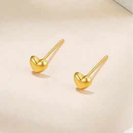 Stud Earrings Real 18k Gold Heart Women's Au750 Exquisite Gifts Factory Drop Fashion Classic E0001