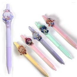 1Pcs Cute Game Genshin Impact Ballpoint Pen Black Gel 0.5mm Cartoon Student Ayaka Venti Xiao School Stationery Kids Gift