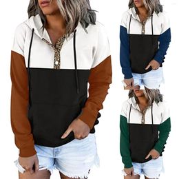 Women's Hoodies Casual Long Sleeve Top Patchwork Print Slouchy Hoodie Sweatshirt Buttons Blouse Womens Sweaters