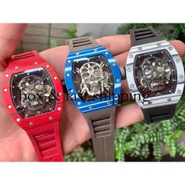 Ys Jb RM052-01 SUPERCLONE Active Tourbillon Watches Wristwatch Skull Designer Rm52 Diamond Hollowed Automatic Mechanica Ceramic111 Montres de luxe