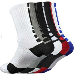 5 Pairs Men's Elite Sports Socks with Damping Terry Basketball Cycling Running Hiking Tennis Sock Set Ski Women Cotton EU 39-45