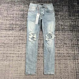 Men's Jeans Mens Designer Brands Purple Brand For Summer Straight Pants Loose Casual Slim Fitting Washed Men