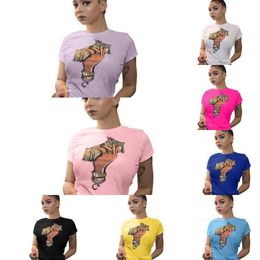 Women Designers Clothes 2023 Summer Fashion Blouses Shirts Simple Round Neck US Dollar Print 8 Colours Short Sleeve