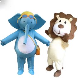 Professional Cartoon Anime Little Blue Elephant Mascot Costume Funny Lion Animal Adult Walking Party Christmas Performance Cute Set