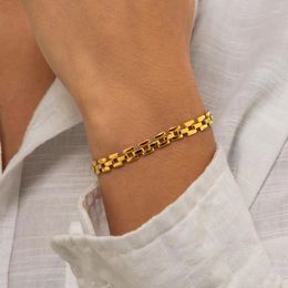 Link Bracelets Square Watch Band Chain Style Bracelet Cool Classic Minimalist Stainless Steel Gold Plated Fashion Jewellery Gifts For Women