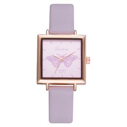 HBP Fashion Designer Watches Purple Ladies Watch Leather Strap Classic Square Dial Casual Business Wristwatches Couple Wristwatch