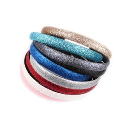 10 Colours Good Quality Girls Glitter Headband 12cm Shiny Metallic Fabric Covered Plastic Nonslip Hair Band Women Hair