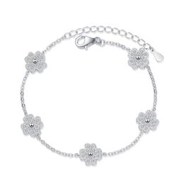 Moissanite Charm Bracelets Sterling Silver Ladys casual chain four-leaf clover Mozzarella Bracelet Jewelry240S