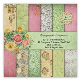 Gift Wrap DIY Scrapbooking Kit 12" 24 Sheet Spring Bloom Enjoying Fragrance Flowers Papers Pack Decorative Paper Printed Background