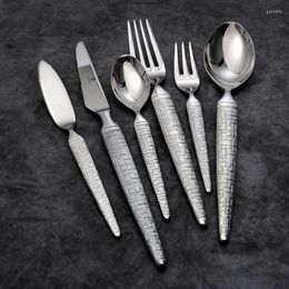 Dinnerware Sets Western Style Silver Cutlery Set Stainless Steel Eco Friendly Dinner Dining Table Kitchen Couvert Tableware EK50DS
