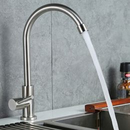 Kitchen Faucets 304 Stainless Steel Faucet Single Lever Hole Tap Cold Spout Sink Mixer Stream Sprayer Head 230406