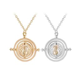 24 Pcs Lot Selling 3 5 cm Diameter Time Turner Necklace Movie Jewellery Rotating Hourglass Pendant Bulk Whole 210621226J