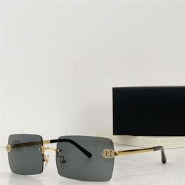 New fashion design square sunglasses 4218 metal frame rimless lens simple and elegant style high end outdoor UV400 protection eyewear