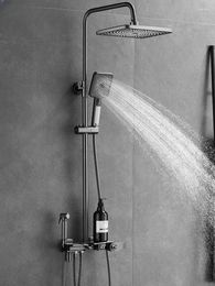 Kitchen Faucets Bathroom Intelligent Constant Temperature Shower Set Wall Mounted Pressurised Gun Grey White