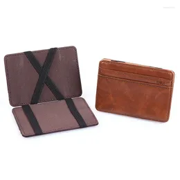 Wallets Ultra Thin Men's PU Leather Mini Magic Wallet Small ID Holder Money Cash Purse For Men Women Business Slim 2023