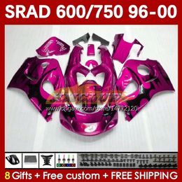 Motorcycle Bodys For SUZUKI SRAD GSXR600 GSXR750 1996 1997 1998 1999 2000 168No.129 GSX-R750 GSXR-600 96-00 GSXR 750 600 CC 600CC 750CC 96 97 98 99 00 Fairing pink flames