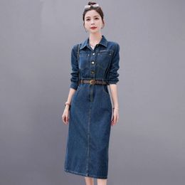 Long Sleeved Denim for Women in Autumn 2023, New Slim Stylish, Fashionable, and Age Reducing Casual Women's Dress
