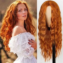 yielding Wig Women's Corn Beard Long Style Wig Chemical Fiber Head Cover Split Long Curly Hair