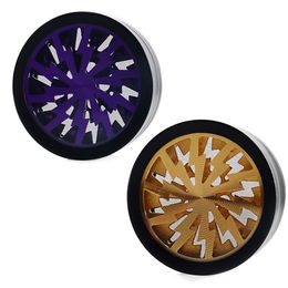 New Smoke herb Grinder Smoking Accessory Four layer lightning plate zinc alloy smoke grinder random colors(2 PCS )