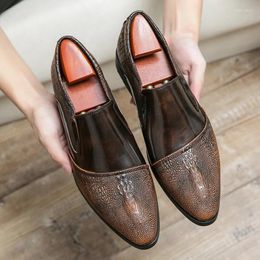 Dress Shoes Brown Black Blue Classic Mens Loafers Round Toe Slip-On Solid Handmade Business Men Party Wedding