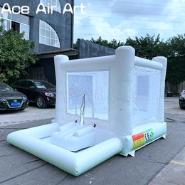 Fancy Inflatable White Wedding Bouncy Trampoline Jumping Bouncer House with Slide for Kids Disporting or Business Rental