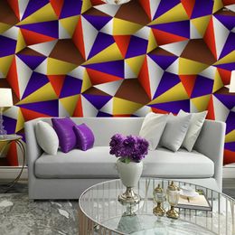 Wallpapers 3D Vision Geometric Wallpaper For Living Room Bedroom Modern Design PVC Abstract Stripes Triangles Pattern Wall Paper Roll