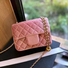 Designer Bag apricot Mini Flip Bag Metal Adjustment Ball Quilted Shoulder Crossbody Bag Woven Metal Chain Velvet Bag Mini Luxury Handbag