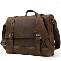 Briefcases First Layer Cowhide Men Business Briefcase Genuine Leather Messenger Handbags High Quality Casual Single Shoulder Crossbody Bag