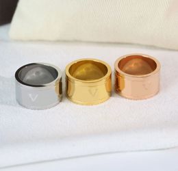 fashion Jewellery Mens Rings Silver Gold Band Ring Stainless Steel Matrerial Wide Side four leaf flowers pattern for couple good quality Christmas Gifts