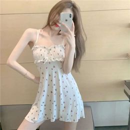 Temperament Floral Suspender Nightdress Female Spring and Summer New Dress Soft Girl Strap Sexy A-line Skirt Sleepwear Wome