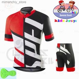 Cycling Jersey Sets Kids Cycling Clothing 2022 Team Jersey Set Biking Suit Short Seve Clothes MTB Children's Cycling Wear Summer Triathlon Suit Q231107