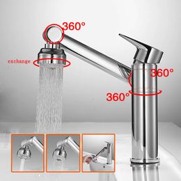Bathroom Sink Faucets 1080° Swivel Faucet Mixer Deck Mounted Splash Proof Water Tap Shower Head Aerators Tapware For 230406