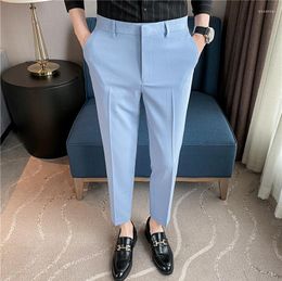 Men's Suits Men Solid Boutique Pants Male Formal Wear Wedding Dress Trousers Quality British Style Business Casual Suit 36