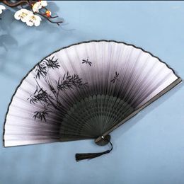 Decorative Figurines Vintage Style Silk Folding Fan Chinese Japanese Pattern Art Craft Gift Home Decoration Ornament Dance Hand Clothes