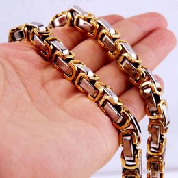 Chains Custom Length 7"-40" Fashion Jewelry 5/6/8mm Wide Silver Gold Color 316L Stainless Steel Byzantine Box Chain Women Men Necklace