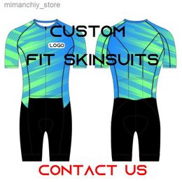 Cycling Jersey Sets Men Onesies Cycling Skinsuit One-Piece Triathlon Short Seve Skinsuit Bike Clothes Q231107