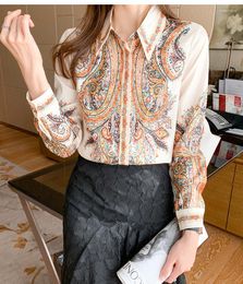 Women's Blouses Spring 2023 Women's Small Shirt High-end Western-style Printing Feminine Fashion Noble Blouse Women Chiffon