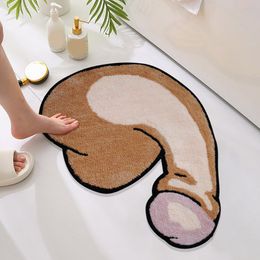 Carpet Door Mat Super Soft Wear Resistant Polyester Decorative Penis Modelling Bath Rug Bathroom Supplies 230406